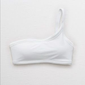 Aerie White One Shoulder Bandeau Bikini Top